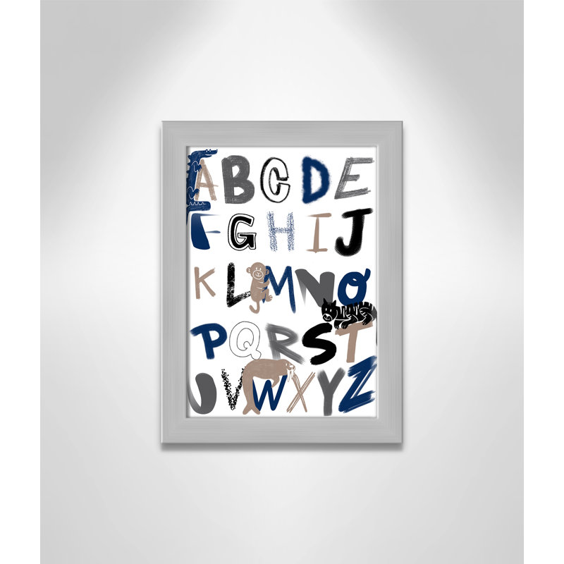 Critter Alphabet 1, impression sur papier, H 14 po x l 10 po x P 0,6 po, Encadré plat argent