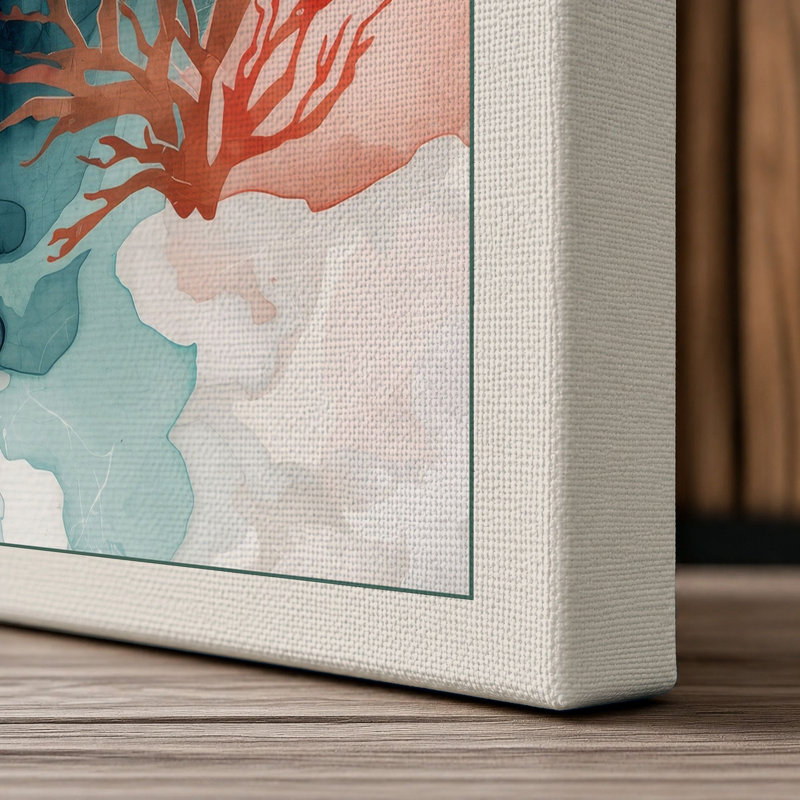 Coral Depths Coastal - Wrapped Canvas, 30x20 - 76.2 x 50.8 cm, Cream Border