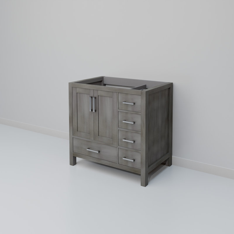 Jacques 36 in W x 22 in D Left Offset Single Bath Vanity, Distressed Gray