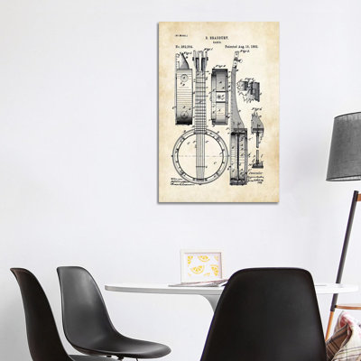 Banjo Guitar by Patent77 - Wrapped Canvas Gallery-Wrapped Canvas Giclée