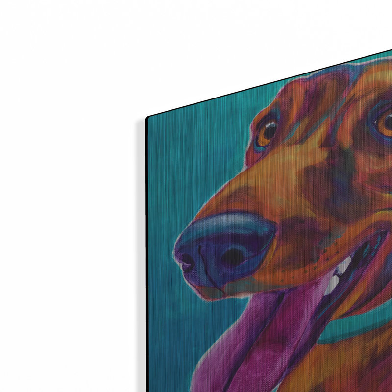 «Dachshund - Turquoise» par Dawg Painter, H 12 po x l 12 po