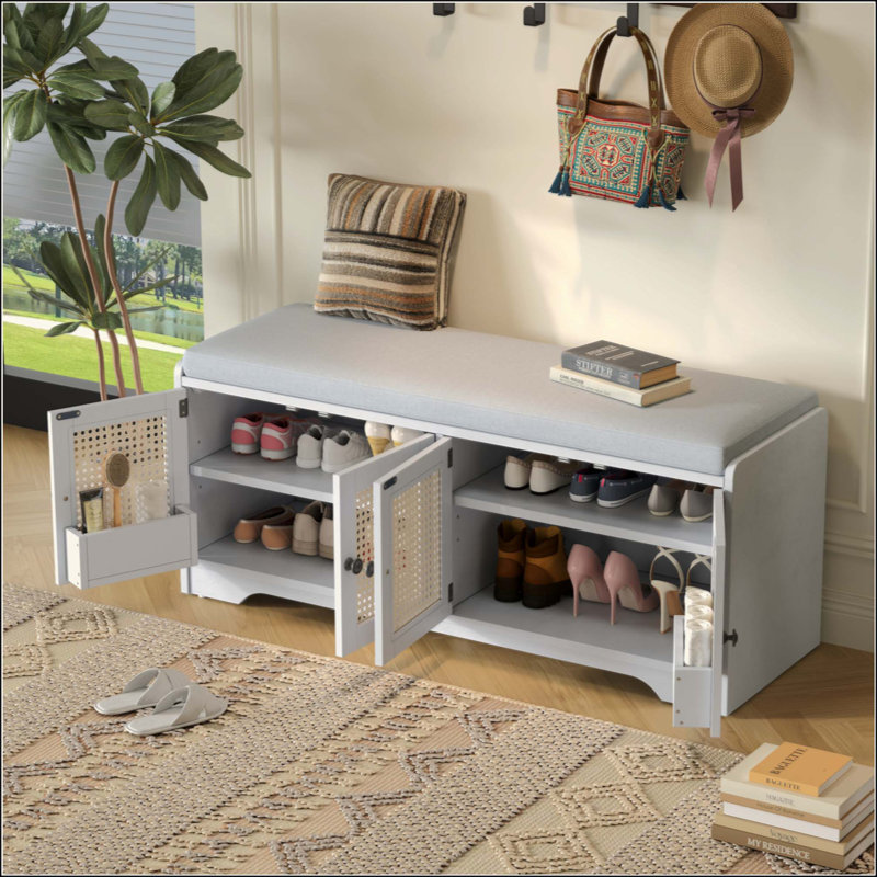 Banc de rangement Rustic, Blanc