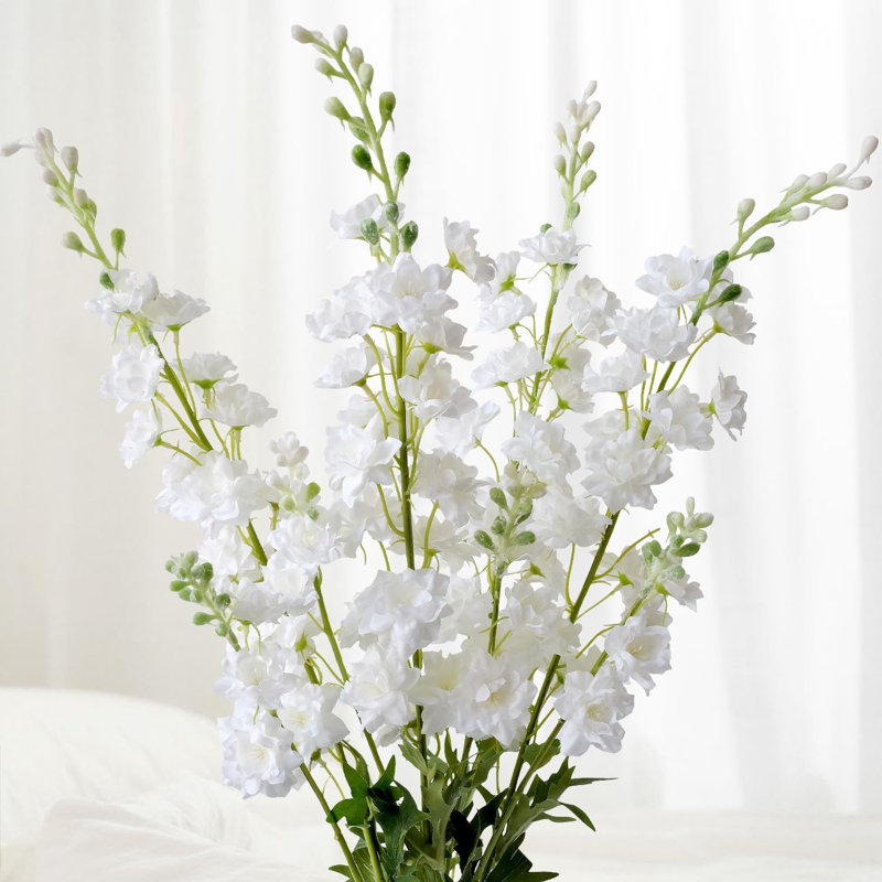 4pcs White Delphinium Artificial Flowers