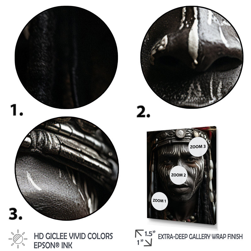 Art africain africain sur toile, Tribal Warrior I, H 32 po x l 16 po, Toile tendue
