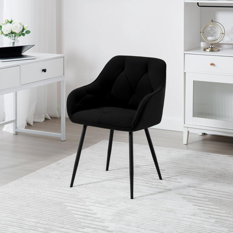 Bharmal 50.5cm H Velvet Upholstered Armchair, Black, 1
