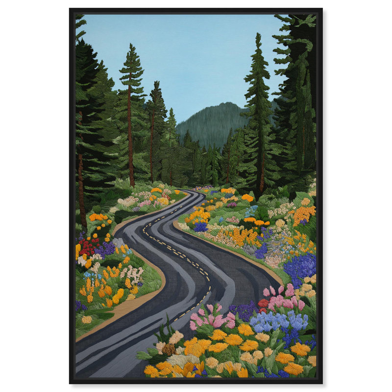 Art Remedy, impressions sur toile colorées, chemin sinueux, Cadre flottant noir, H 16 po x l 11 po