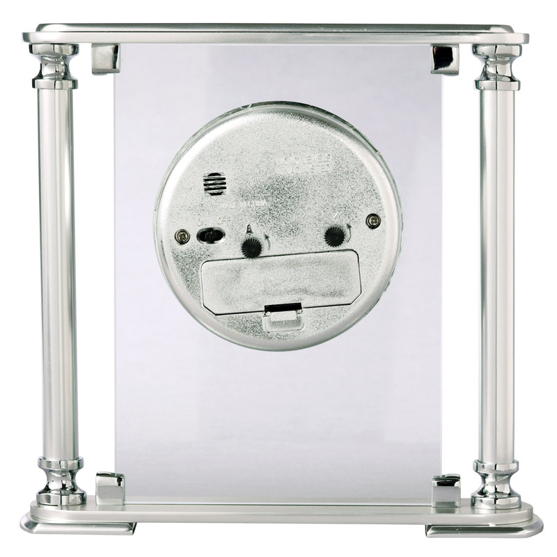 Silver and Clear Quartz Tabletop Clock with Roman Numerals