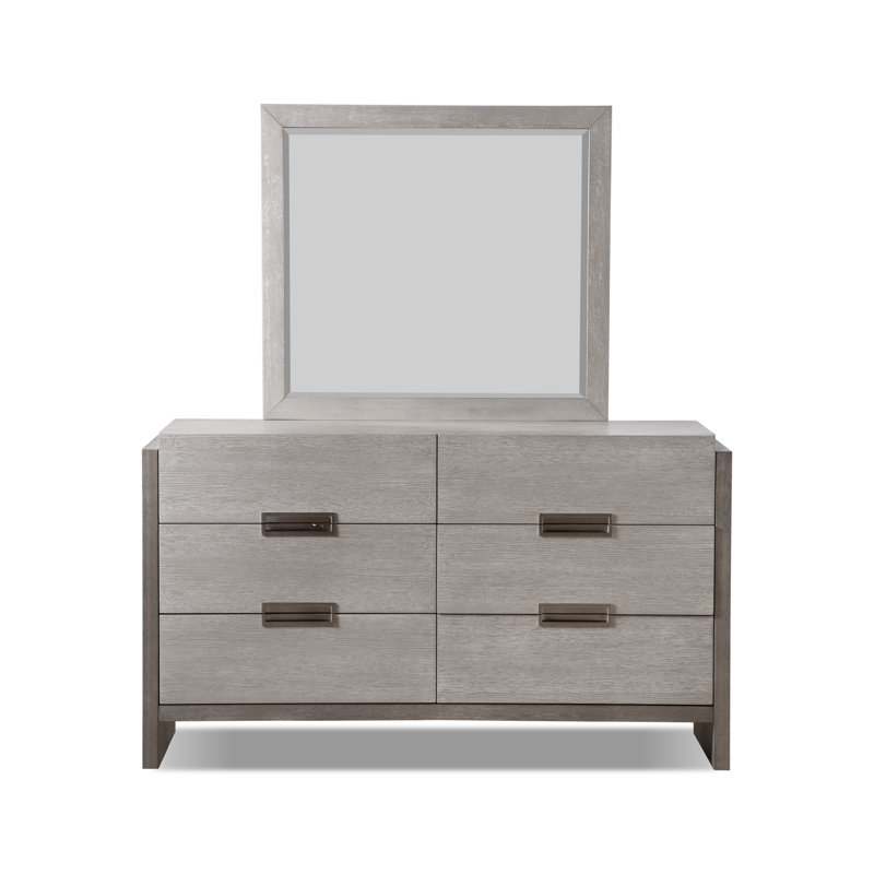 Commode double 6 tiroirs avec miroir Alderville