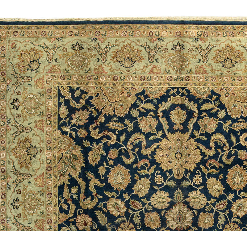 Mughal Wool Oriental Area Rug in Beige/Black