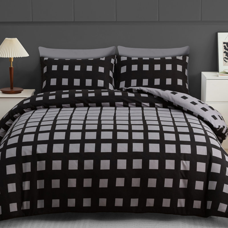 Premium Double Brushed Dotted Reversible Microfibre Duvet Cover Set, Super King Duvet Cover + 2 Standard Pillowcases