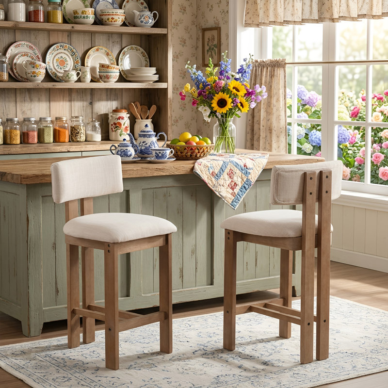 Tabouret Francile, Beige, Tabouret de comptoir (siège d'une hauteur de 26 p