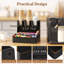 Organisateur de station de café à 2 niveaux pour comptoir, organisateur de bar à café à 10 compartiments pour tasses, dosettes, sucre, porte-condiments compacts, rangement pour salle de pause, cuisine, maison, noir