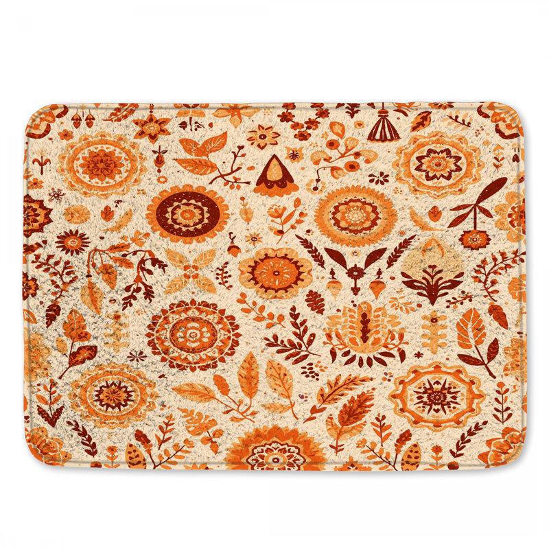 Tapis de bain à motifs floraux complexes, 24in W x 17in L