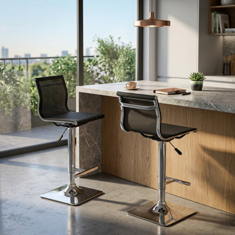 Veolla Adjustable Mesh Stool, Black
