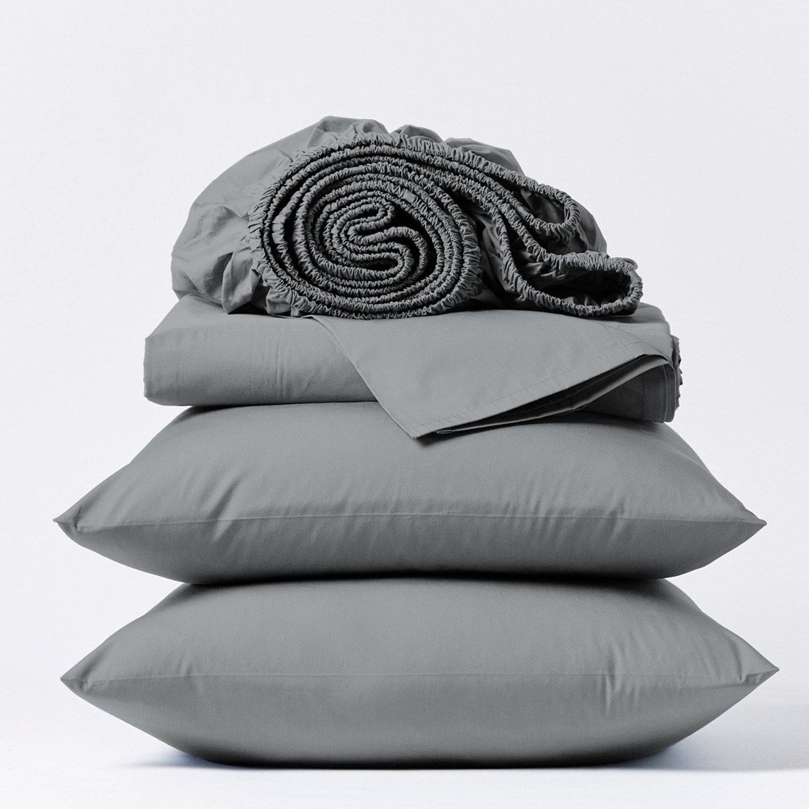 Adelaja 300 Thread Count Organic 100% Cotton Cool & Crisp Percale Weave Sheet Set, King, Light Gray