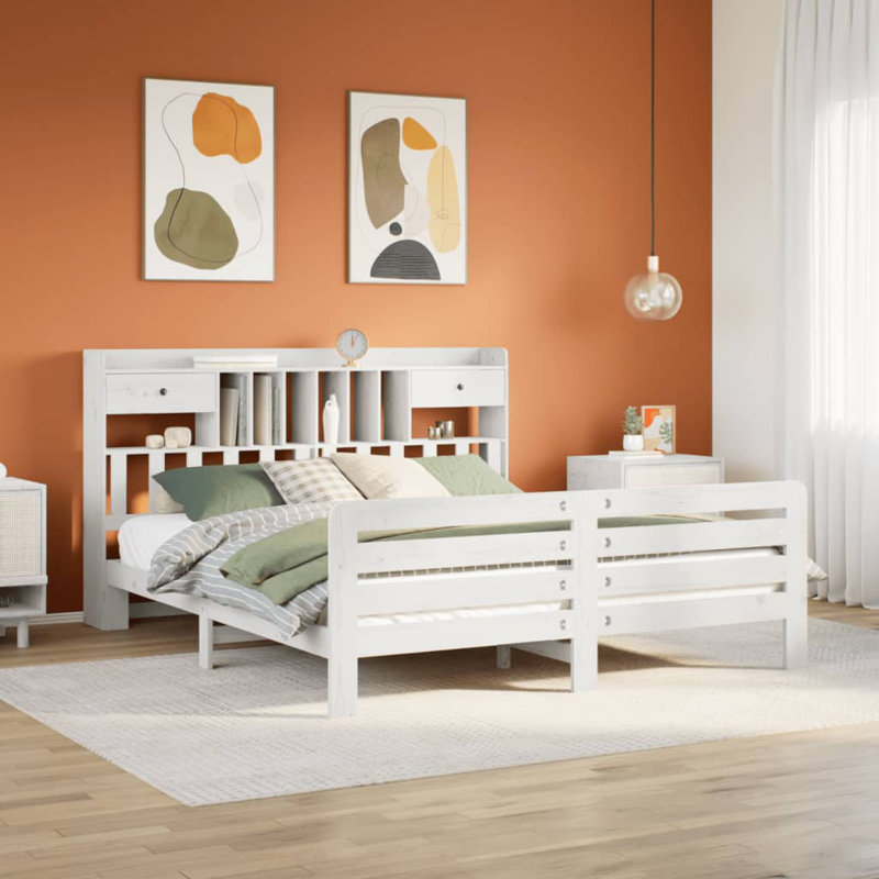 12-39 Solid Wood Bed, 160 x 200 cm, White