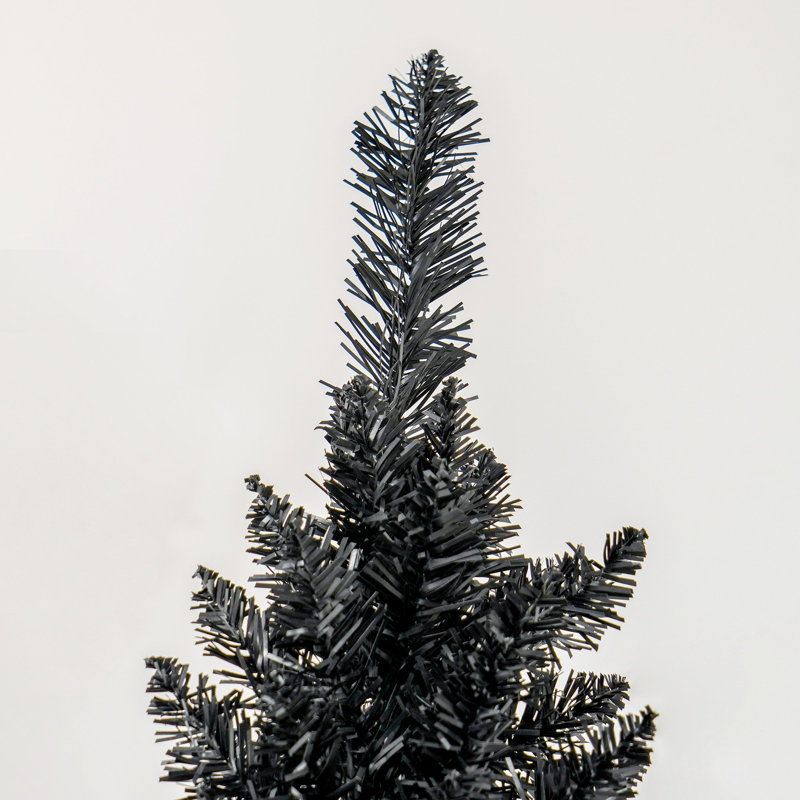 Arbre de Noël artificiel noir 8 pi avec 618 branches, arbre de Noël artificiel avec base en plastique sécuritaire noir