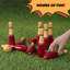 Jeu de quilles en bois pour pelouse - Jeu de quilles pour adultes et enfants avec 10 quilles, 2 balles, sac de transport - Jeux d'intérieur et d'extérieur - Jeux de quilles (rouge)-21536398