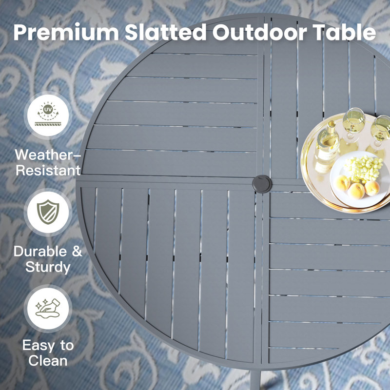 53.1" Round Outdoor Patio Dining Table, Gray