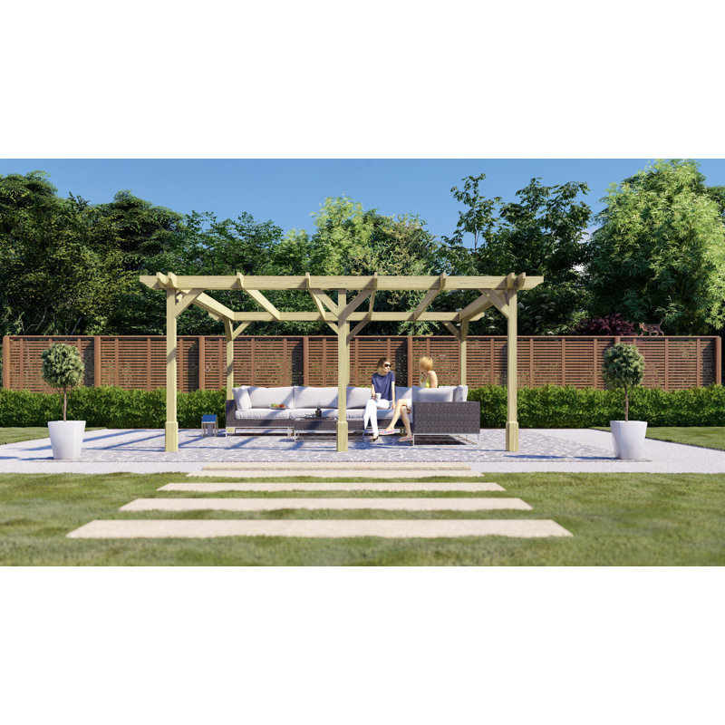 Baukea Solid Wood Pergola, Light Green, 19.69 ft x 9.84 ft