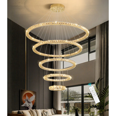 5 Ring High Ceiling Dimmable Led Chandeliers
