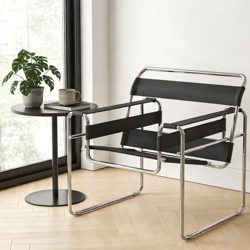 Fauteuil d'appoint Modern Modern Premium, Cuir noir