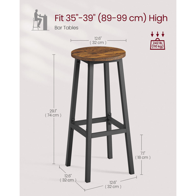 Bar Stools Set Of 2, Kitchen Stools, Rustic Brown/Black