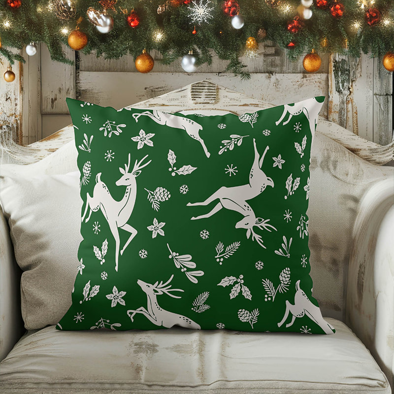 Coussin décoratif d'intérieur, Vert, Carré 16 po
