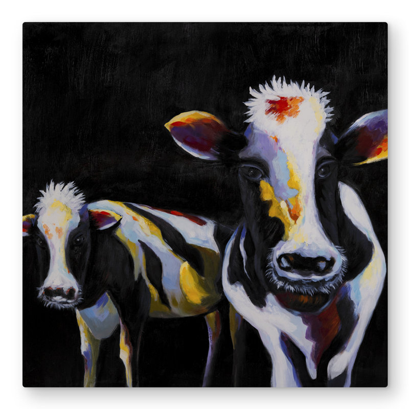 Two Funny Cows - Rustic Metal Print for Home Decor
