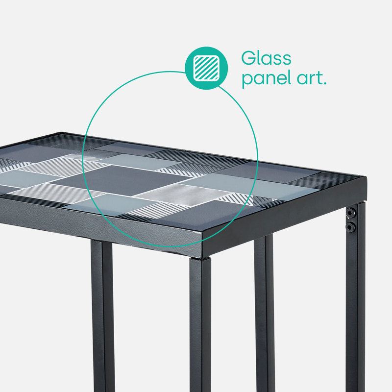 Kavic Glass Top Frame End Table