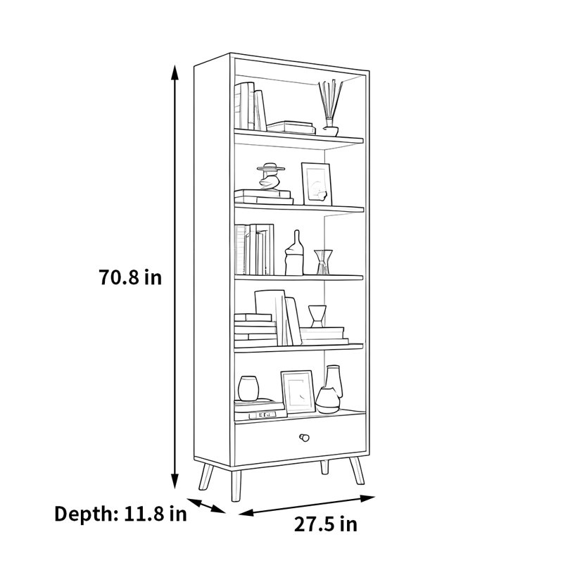 Wilmar, (5 tablettes) H 70,8 po x l 27,5 po x P 11,8 po, Gris