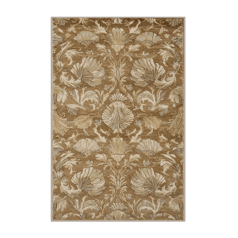 Tapis brun français lavable à la machine, Rectangle 6 pi x 9 pi