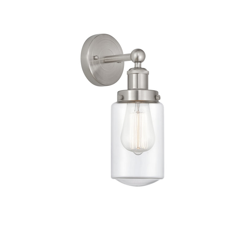 Applique murale à bras en acier 1 lumière Cantril, Transparent, Nickel satiné brossé