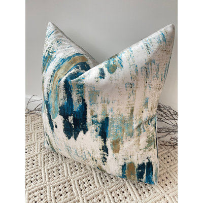 Abstract Teal Square Cushion Cover