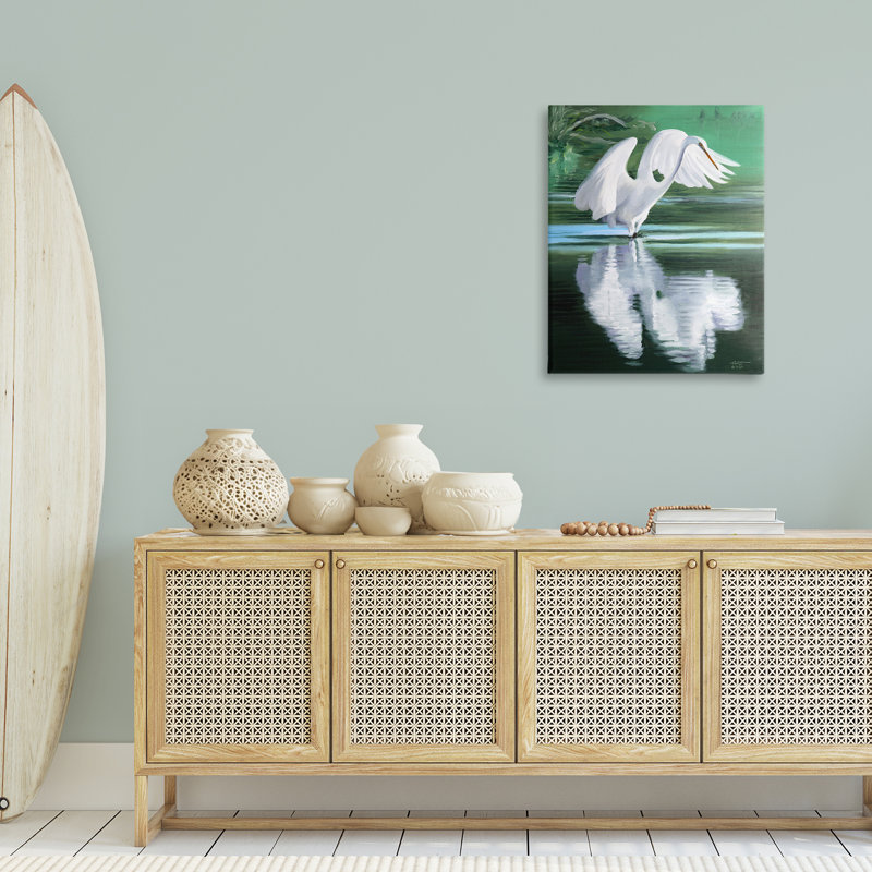 Egret Flapping Wings Canvas Wall Art by D. Rust, 48" H x 36" W