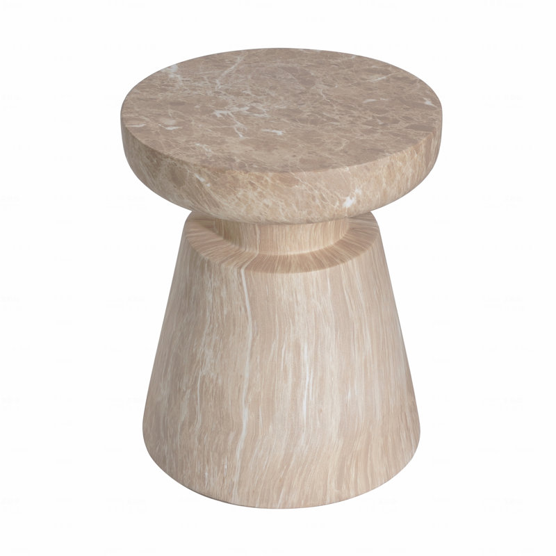 Table d'appoint d'extérieur en travertin Ponti, Doré