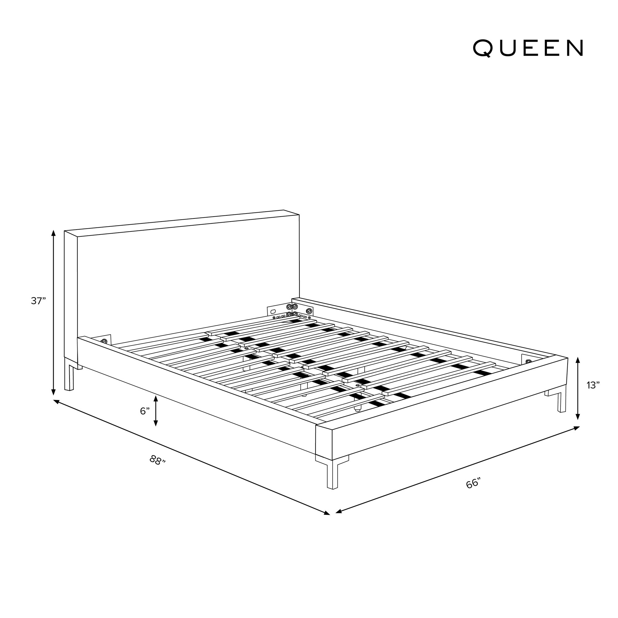 Rand Upholstered Bed, Queen, Bella Light Gray Performance Velvet, Black Wood