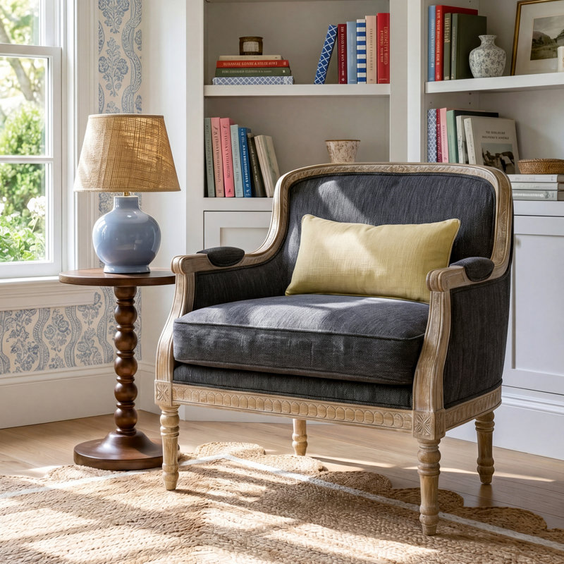 Charney Upholstered Club Chair, Beige