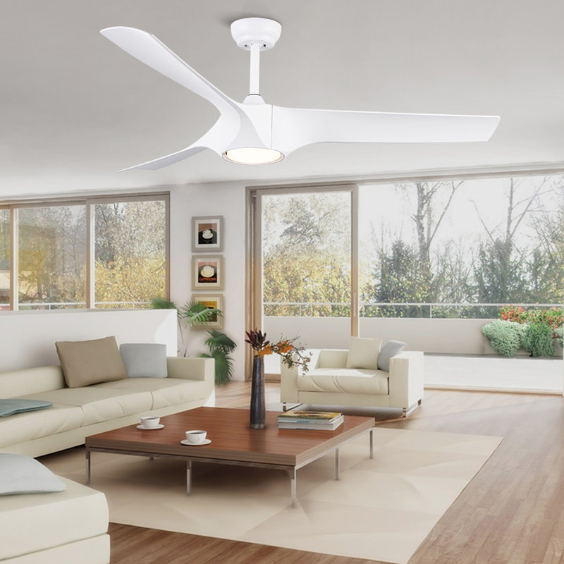 Ventilateur de plafond à DEL 56 pouces avec pales en ABS blanc