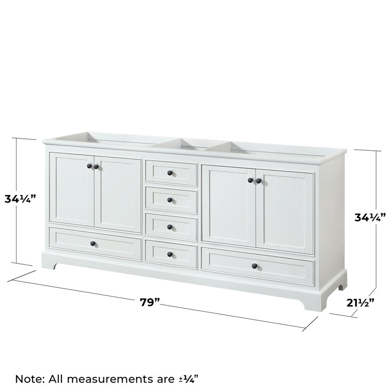 Deborah 79'' Double Bathroom Vanity Base Only, White/Matte Black