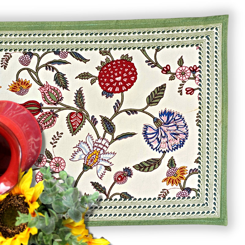 Ensemble de quatre napperons en coton 13 po Fawaka Floral Collection