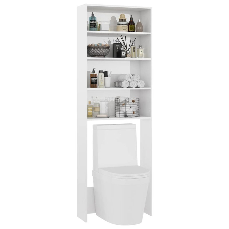 Awaiz Solid Wood Over The Toilet Storage, High Gloss White