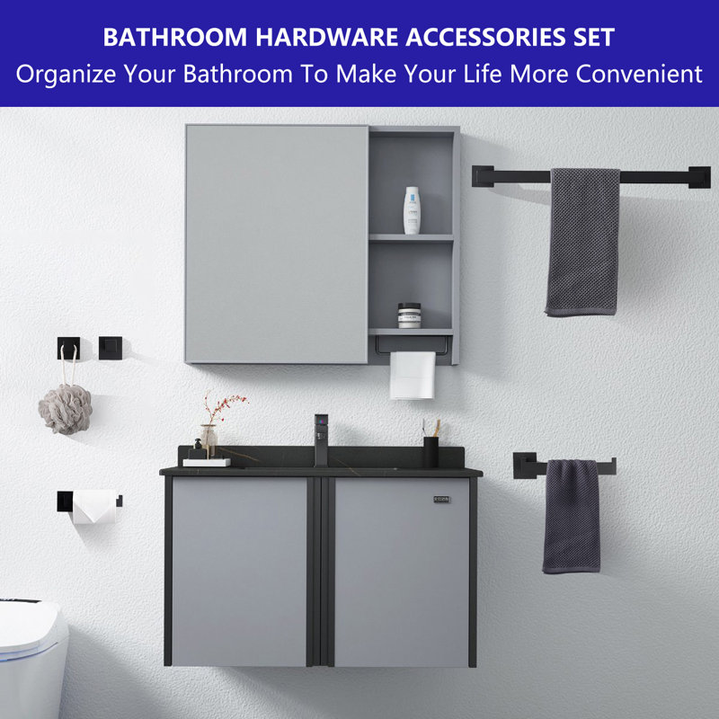 5 - Piece Bathroom Hardware Set, Matte Black