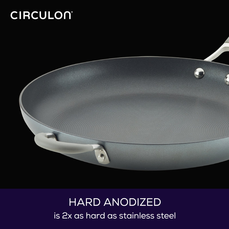 Circulon Gray 14" Hard-Anodized Nonstick Frying Pan with Helper Handle