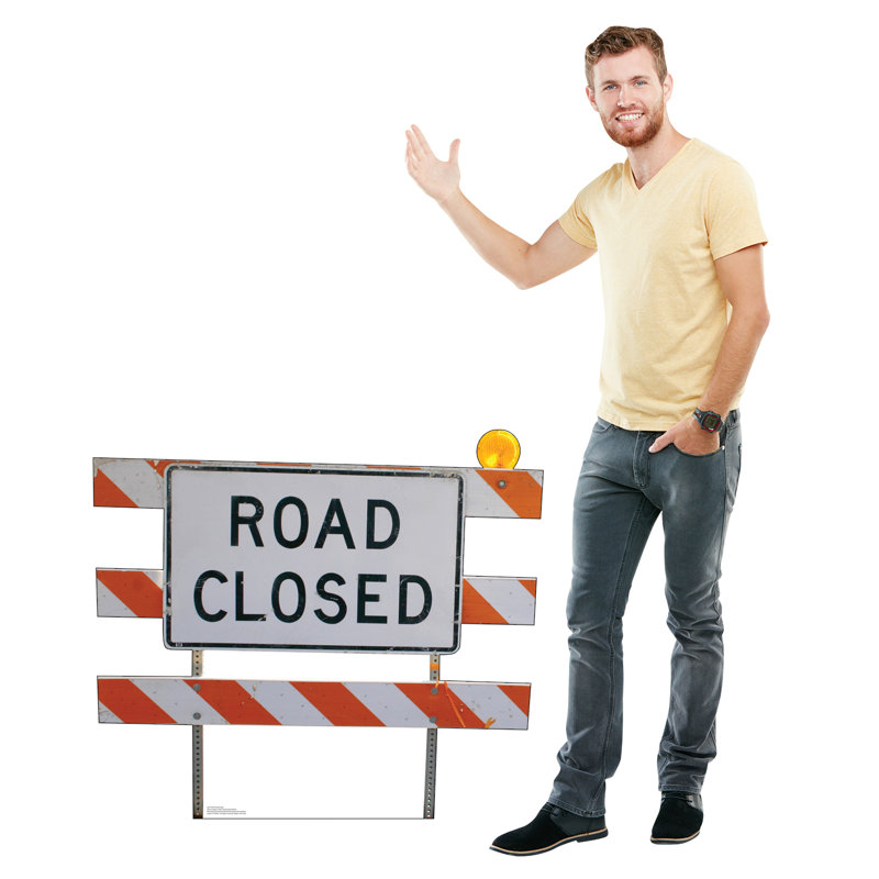 Life-Size Road Closed Sign Cardboard Cutout
