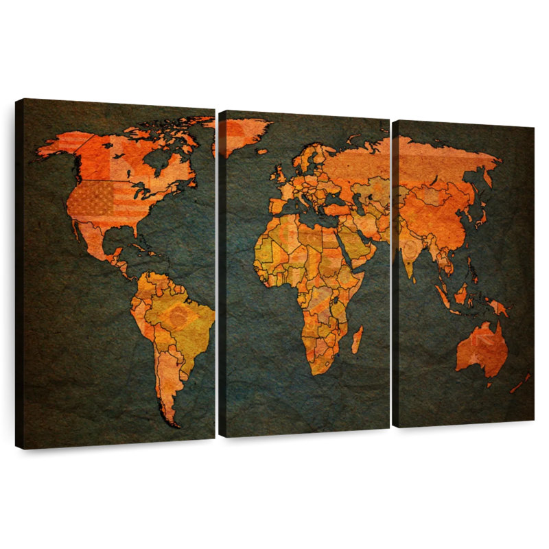 Aliaz Flags World Map, 24" H x 38" W