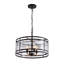 Lustre cylindrique arrondi en verre texturé à 4 lumières de 20 po avec bordure en acier - noir