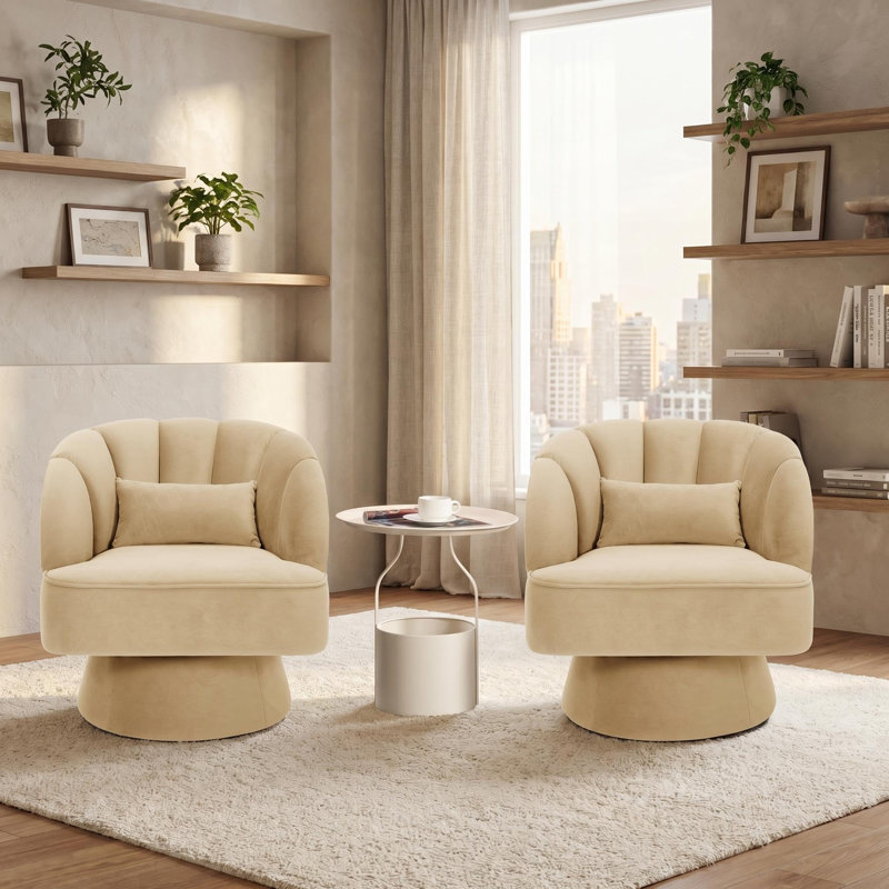 Upholstered Swivel Accent Chair, khaki