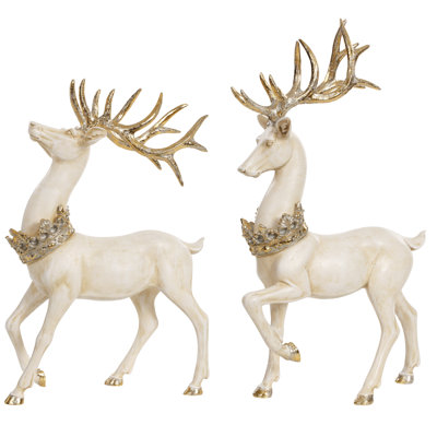 Ensemble de 2 cerfs avec couronne Christmas