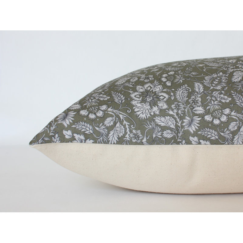 Floral Cotton Pillow Cover, 20" x 20"